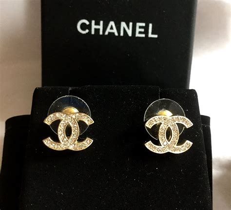 chanel crystal cc logo earrings price|authentic Chanel logo stud earrings.